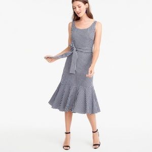 Jcrew Blue and White Gingham Midi Dress